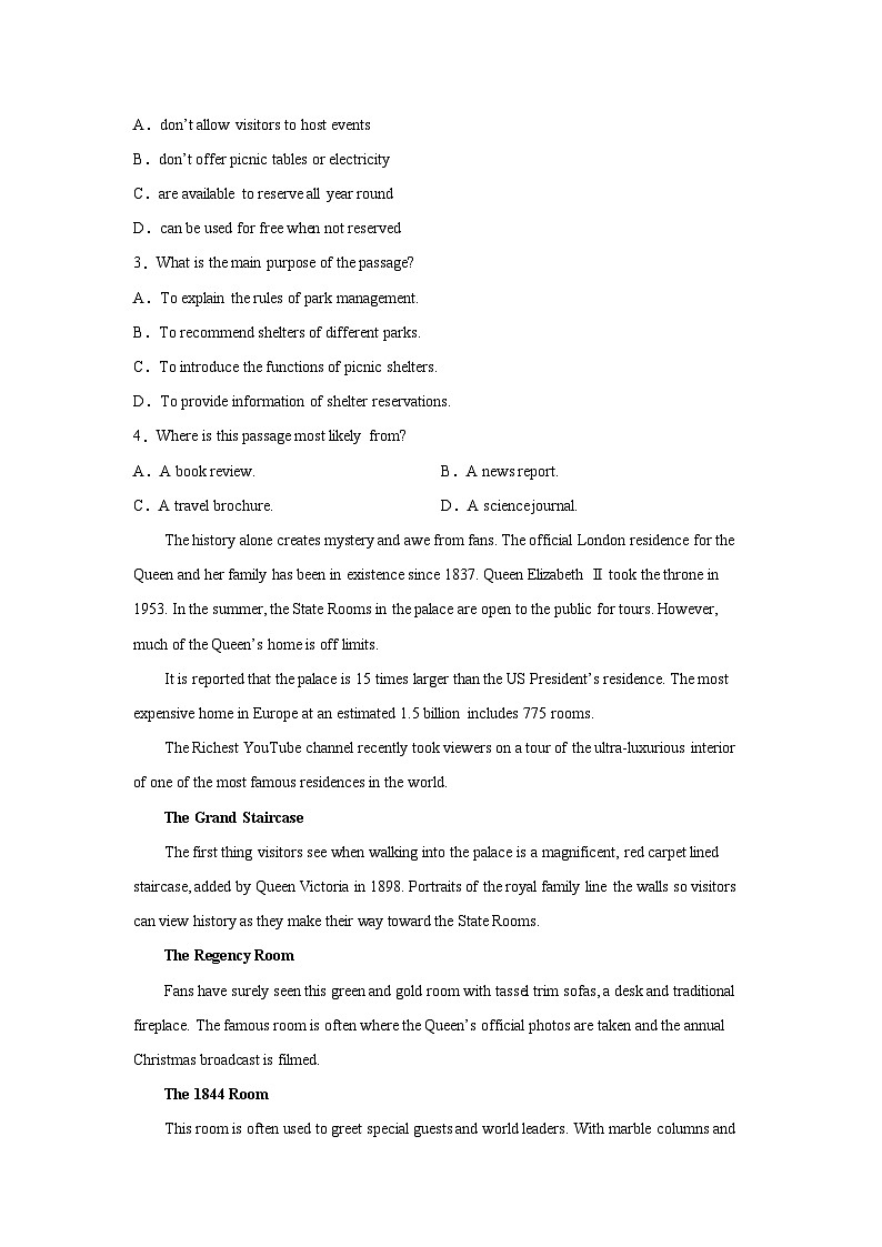 高考英语二轮复习阅读理解分类训练：旅游类 (含答案)第2页