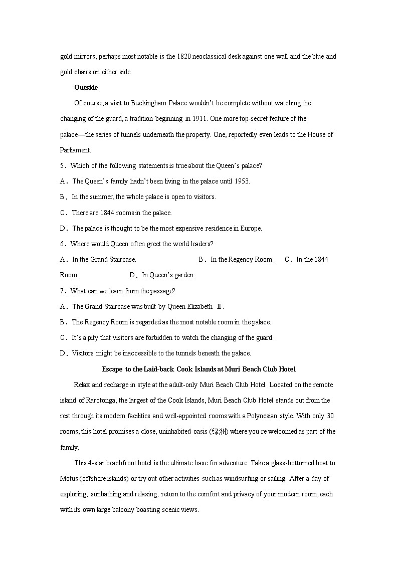 高考英语二轮复习阅读理解分类训练：旅游类 (含答案)第3页