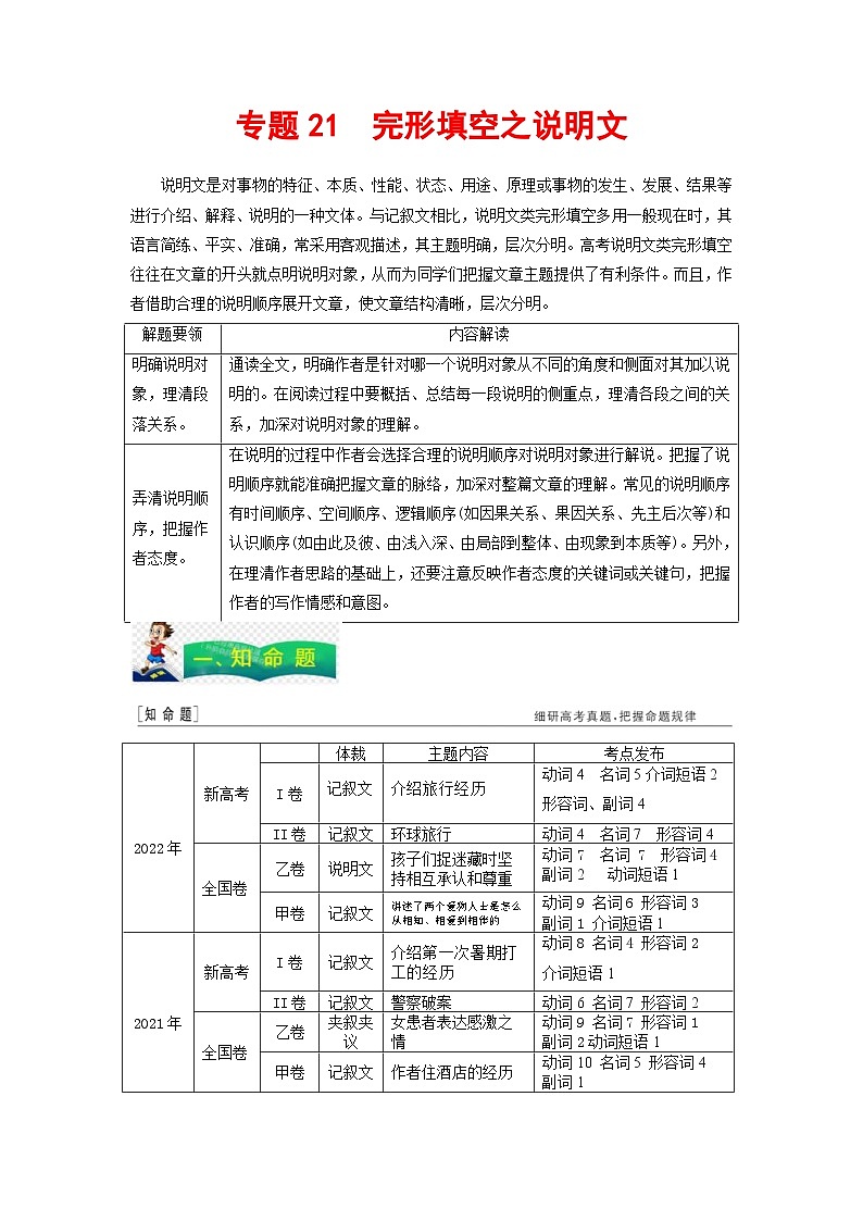 高考英语二轮复习题型归纳与变式演练专题21完形填空之说明文（含解析）第1页