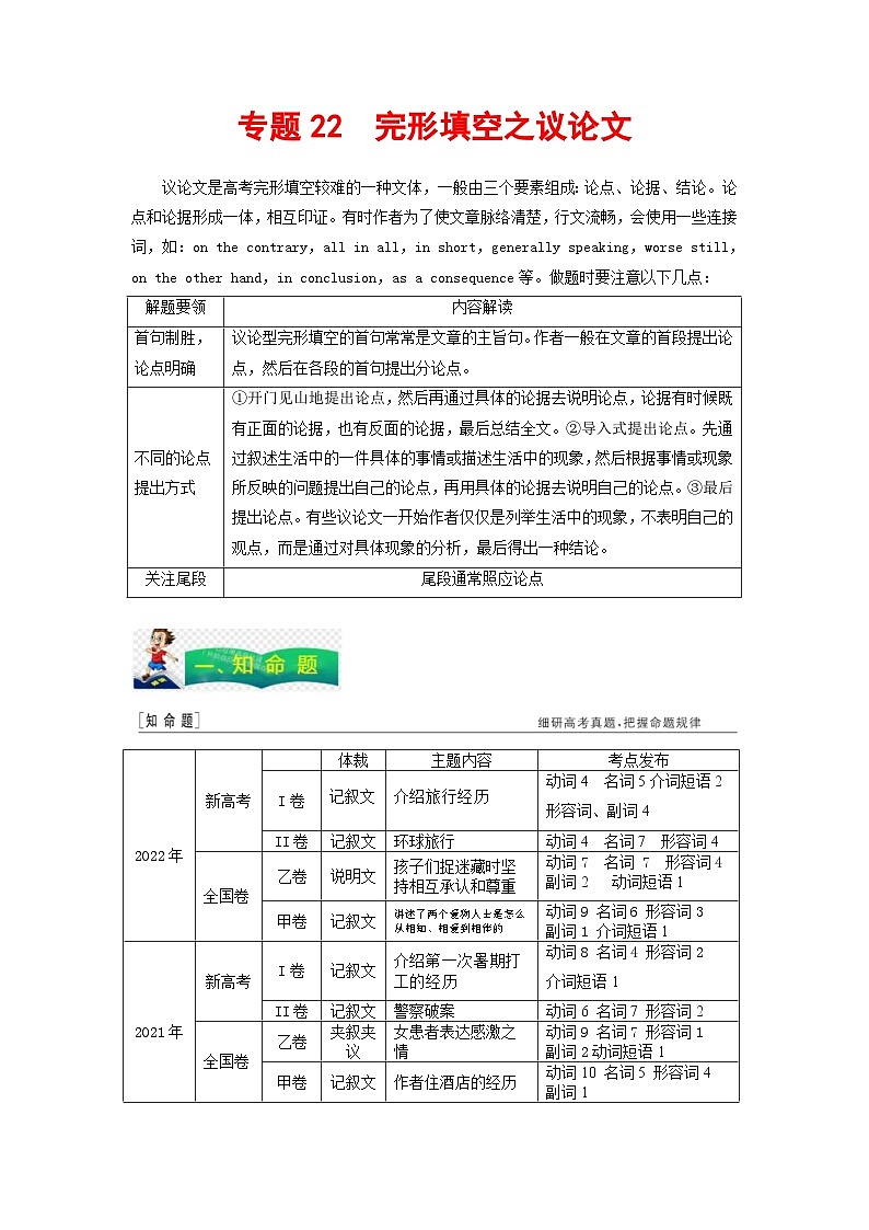 高考英语二轮复习题型归纳与变式演练专题22完形填空之议论文（含解析）第1页