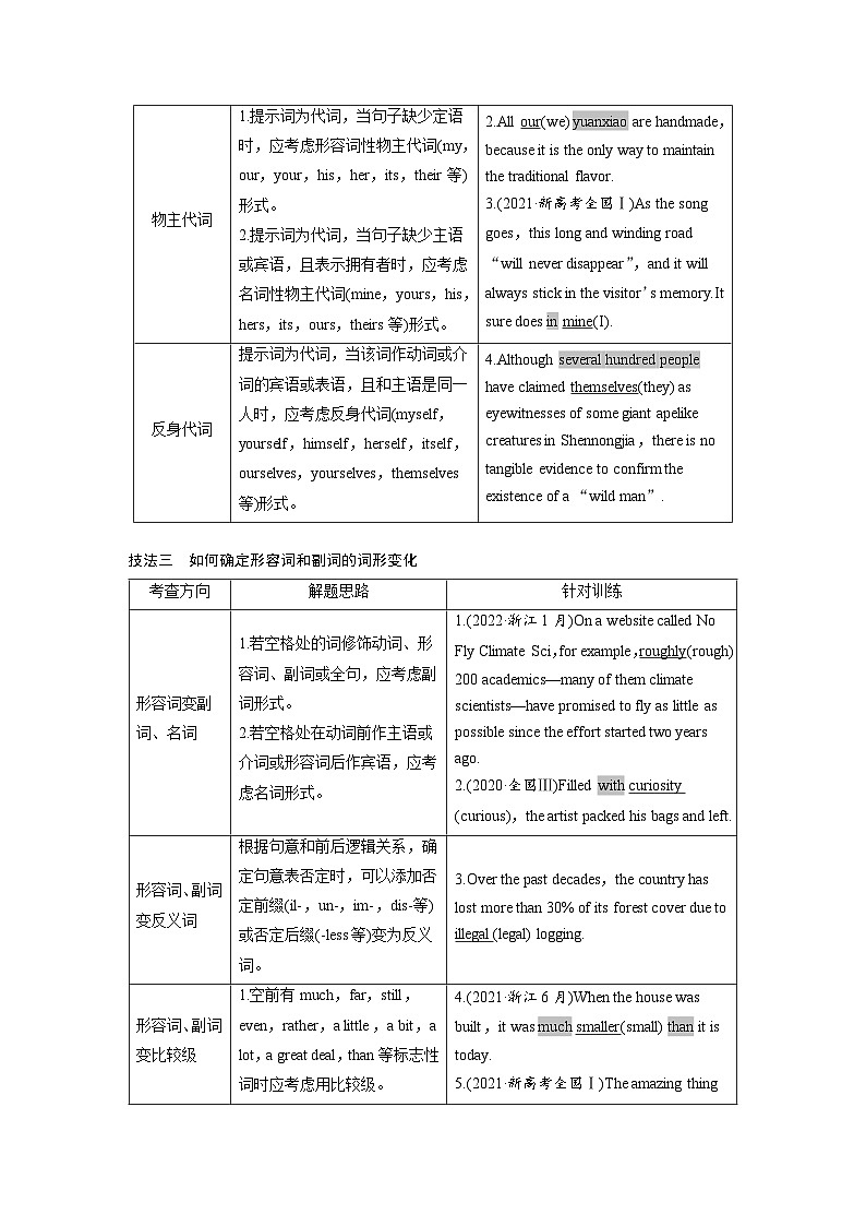 新高考英语二轮复习课时练第2部分完形填空与语法填空专题4第2 有提示词类名词、代词、形容词和副词 (含解析)03