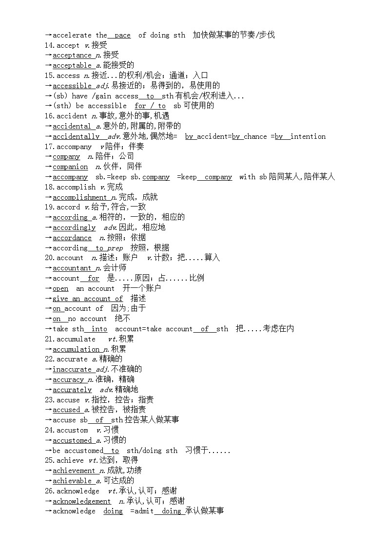 高中英语2024届高考词汇转换汇总1（共四组）第2页