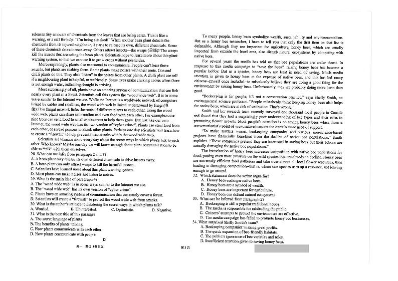 2024江苏省海安高级中学高一上学期10月月考试题英语PDF版含答案第3页