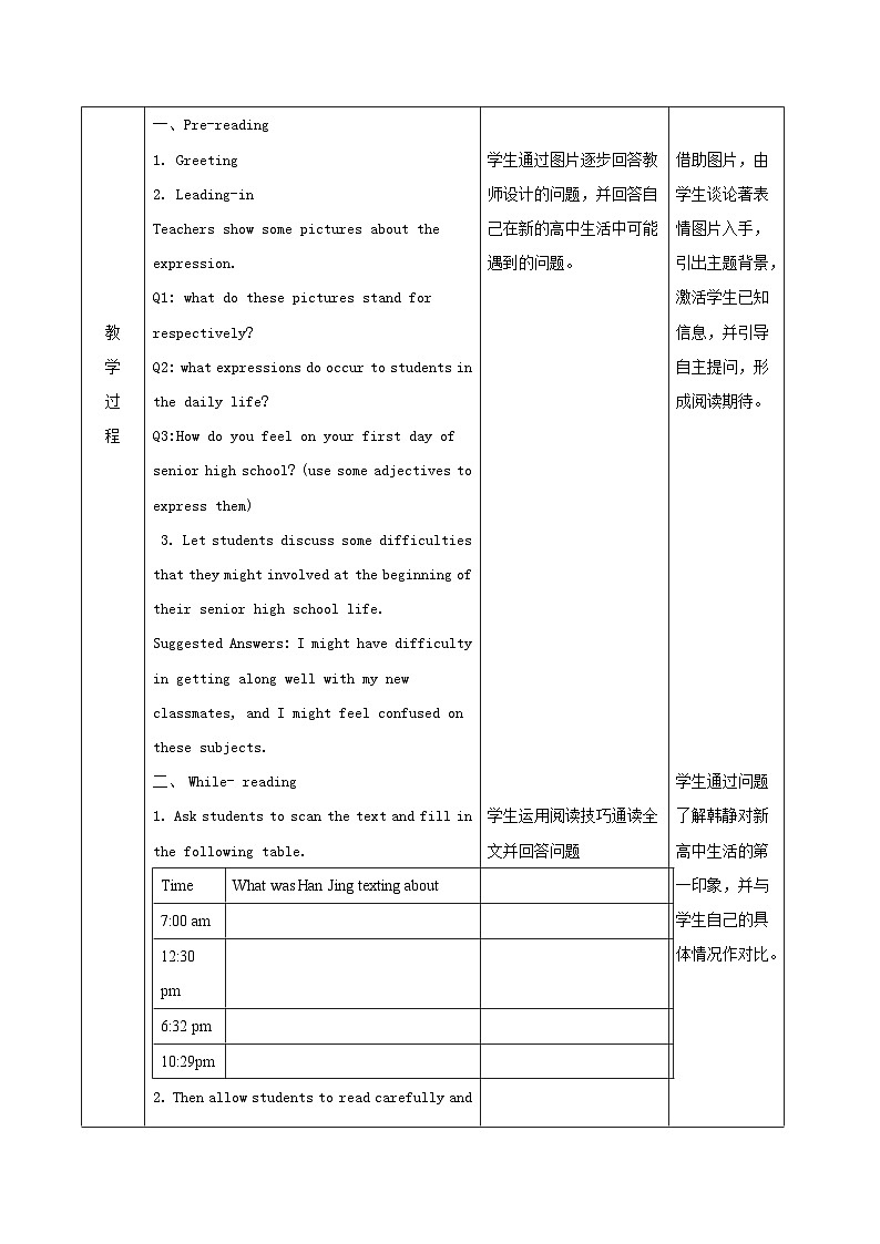 人教版(2019)高中英语必修一《Welcome Unit Reading and Thinking》教案第2页