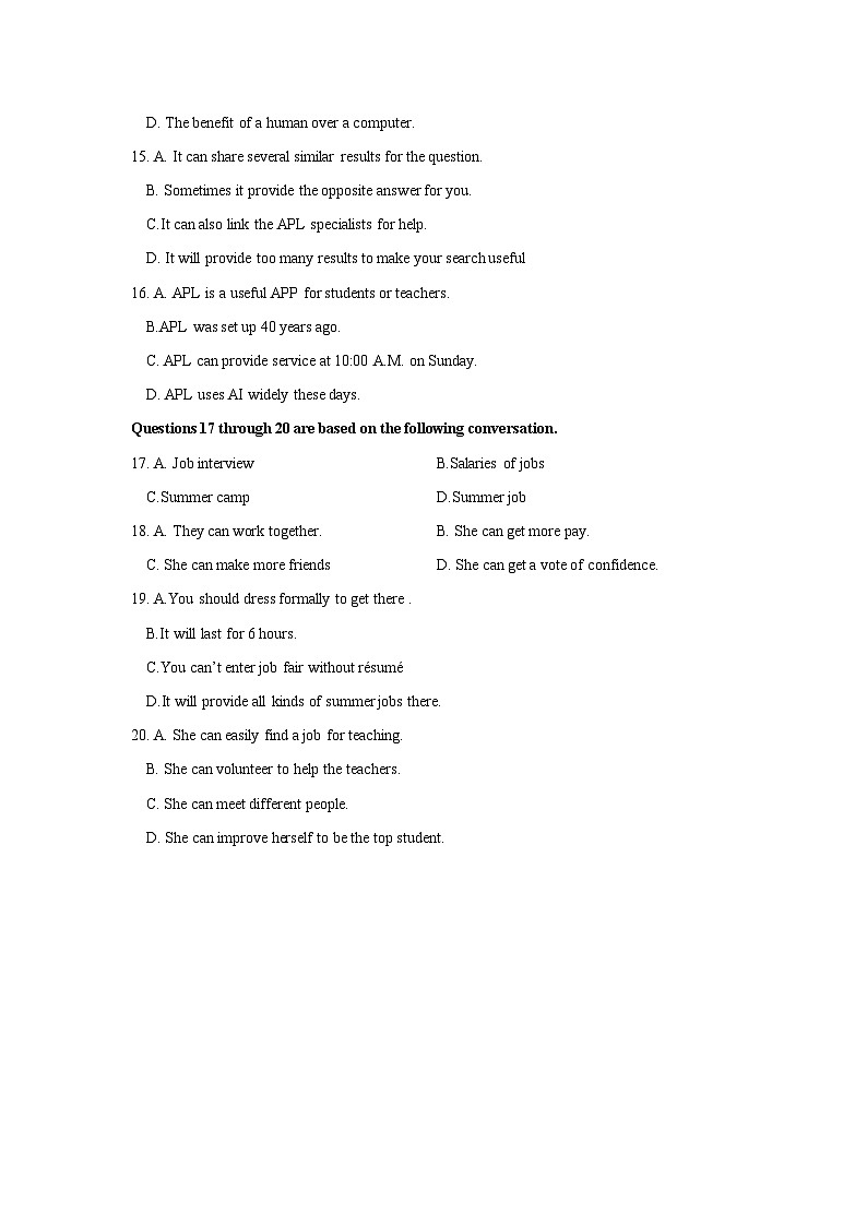 03 2021年6月上海高考英语真题及答案解析（含听力mp3）03