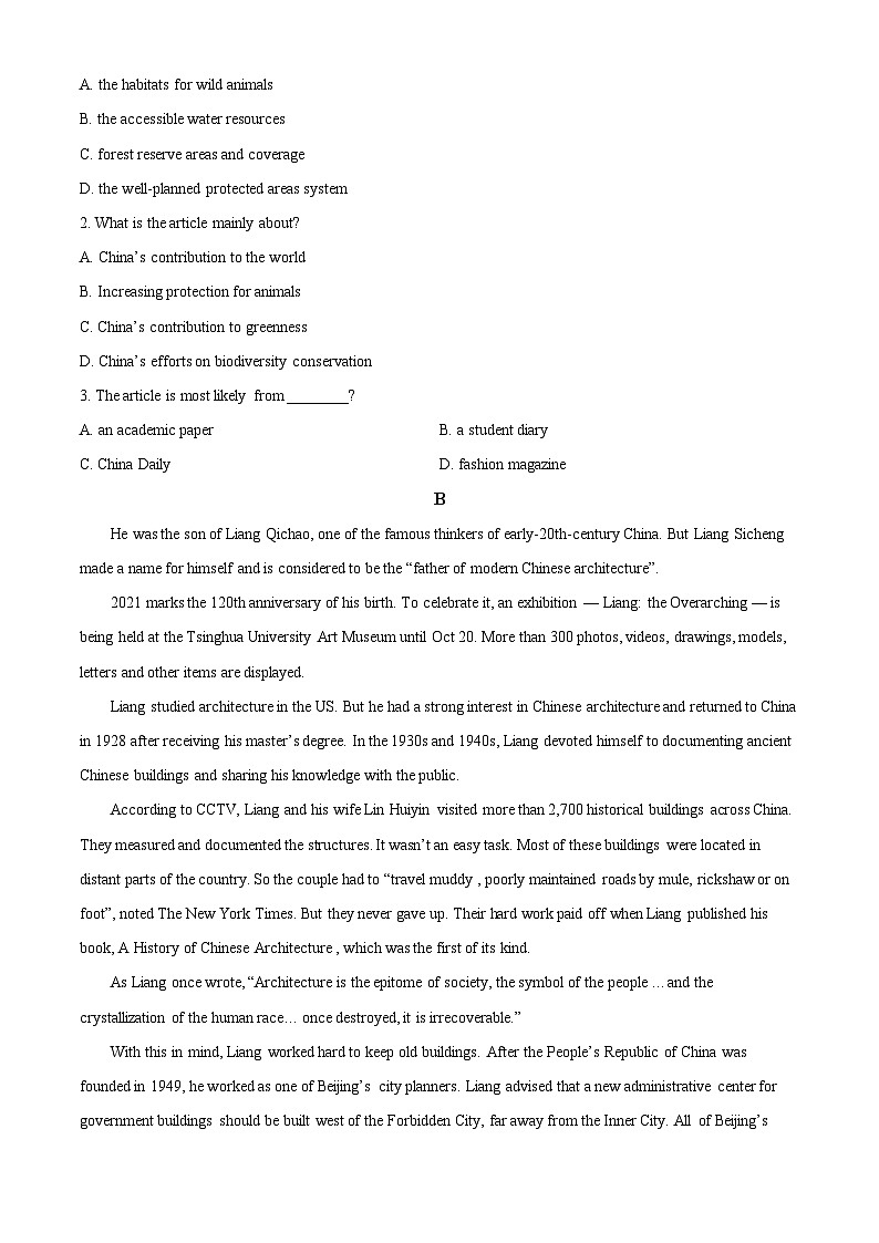 【期中真题】山西省山西大学附属中学校2021-2022学年高三上学期11月期中考试英语试题.zip02