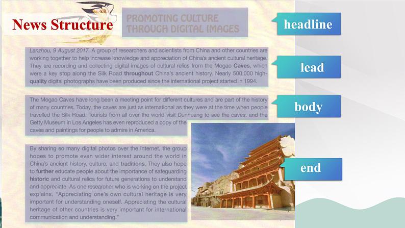 新人教版高中英语必修二Unit1Cultural Heritage-Reading for writing课件05