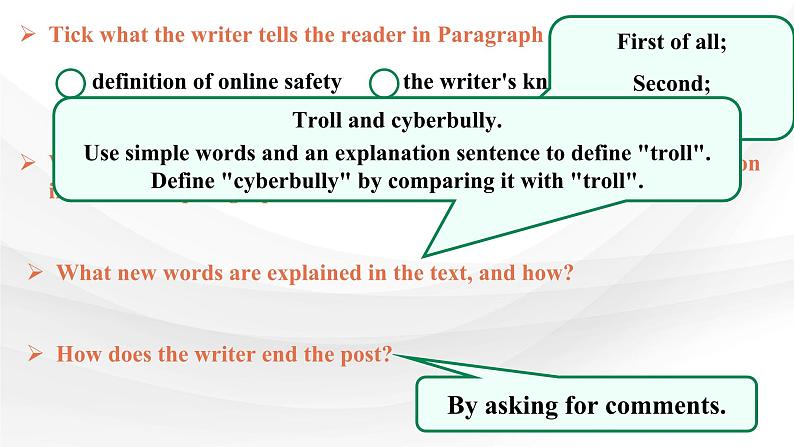 新人教版高中英语必修二Unit3The Internet-Reading for Writing课件08