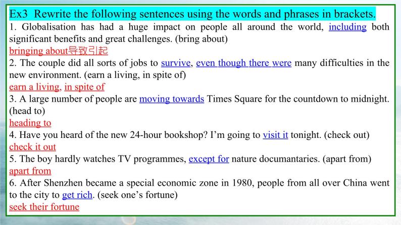 Unit 3 Period 7 Workbook-2022-2023学年高中英语课堂同步精美课件（人教版2019）（必修第三册）07