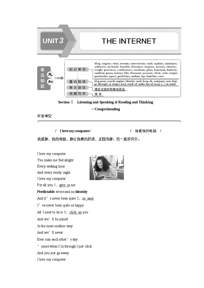 1　UNIT 3　 Section Ⅰ　Listening and Speaking & Reading and Thinking—Comprehending-（新教材）高中英语人教版必修2第1页