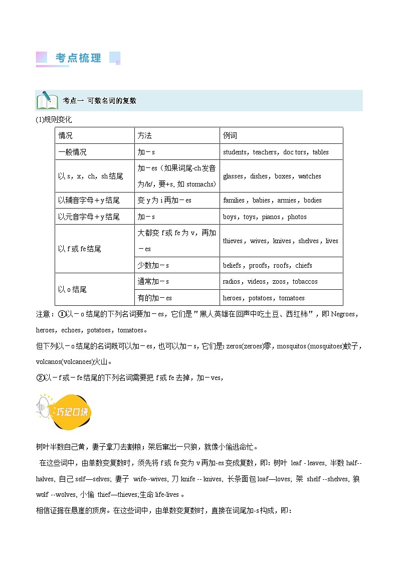 2024年高考英语一轮复习考点精讲精练（全国通用）第07讲名词和数词(解析版)第3页