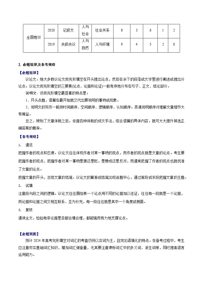 2024年高考英语一轮复习考点精讲精练（全国通用）第37讲完形填空说明文和议论文（Word版附解析）第2页