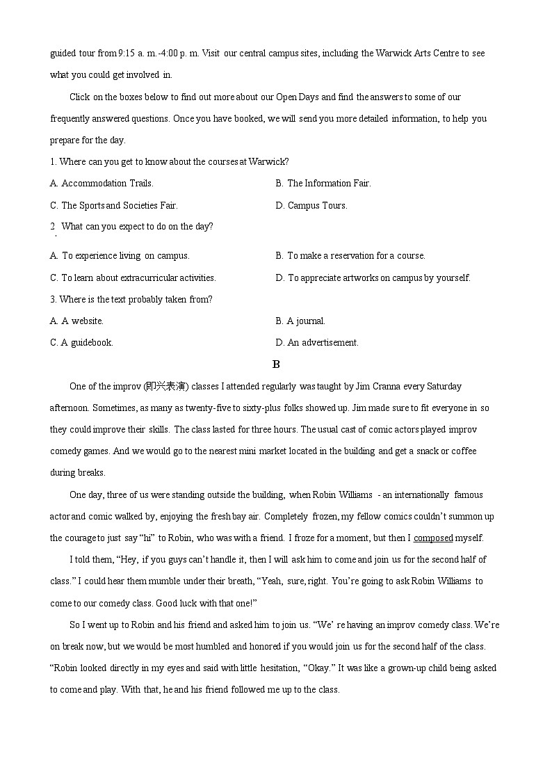 广东省六校（东莞中学、广州二中、惠州一中、深圳实验、珠海一中、中山纪念中学）2024届高三上学期第一次联考英语试题02