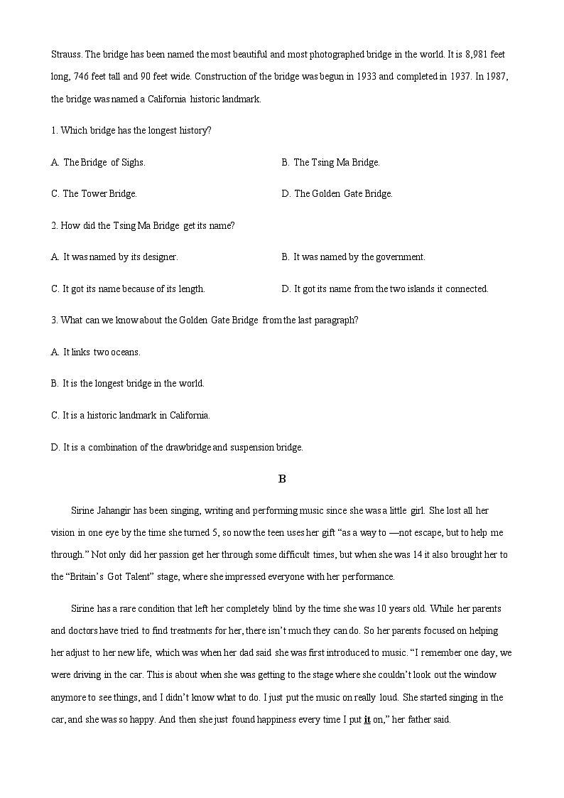 新疆塔城市塔城地区第一高级中学2022-2023学年高一下学期6月月考英语试题（原卷版）第2页