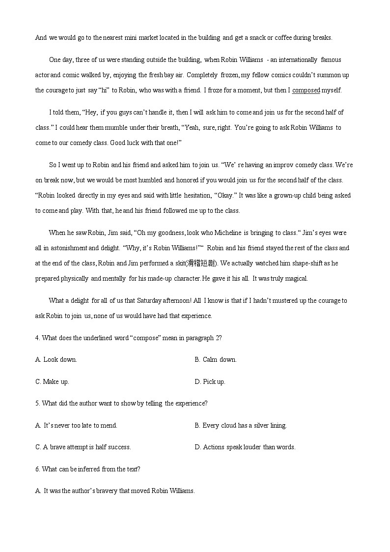 ：广东省六校2023-2024学年高三上学期第一次联考英语试题（原卷版）第3页