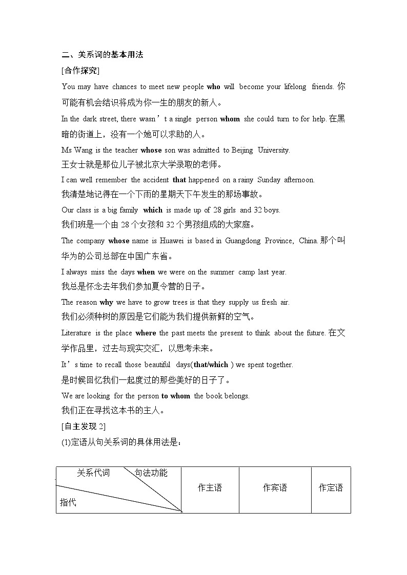 高中英语人教版（2019）  必修第二册  Unit 1 Cultural Heritage  Discovering Useful Structures学案（无答案）02