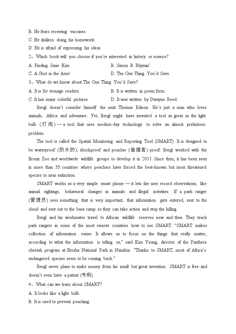 Unit 2 WILDLIFE PROTECTION单元综合（同步练习）-高中英语人教版（2019）必修第二册(含答案)02