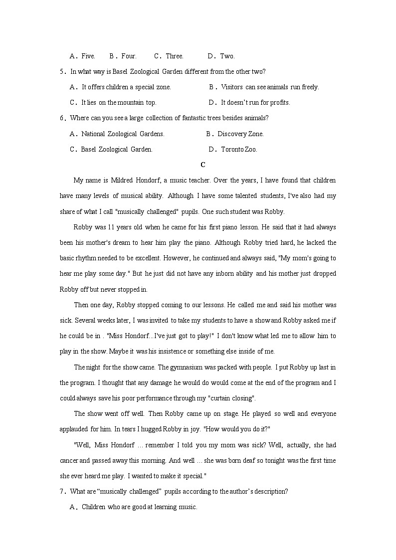 新疆喀什地区疏勒县3校2023-2024学年高一上学期11月期中英语试题第3页