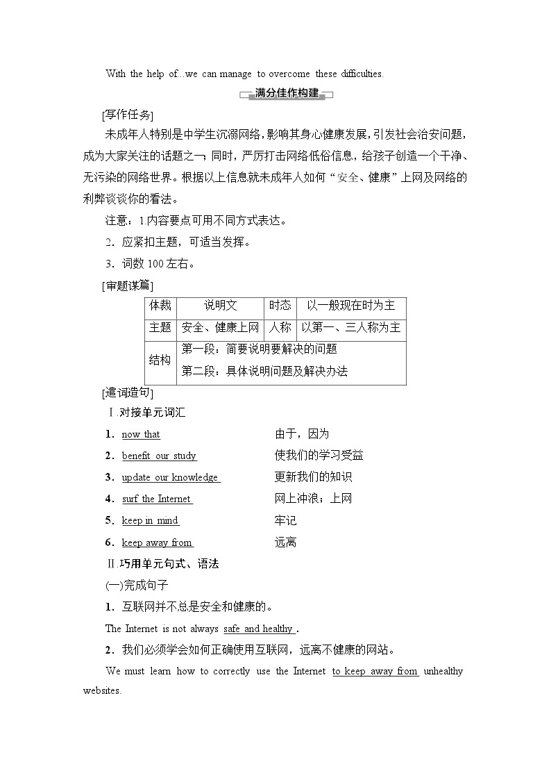 Unit 3 Section Ⅴ　Writing——如何写解决问题类博文-（新教材）高中英语人教版必修202