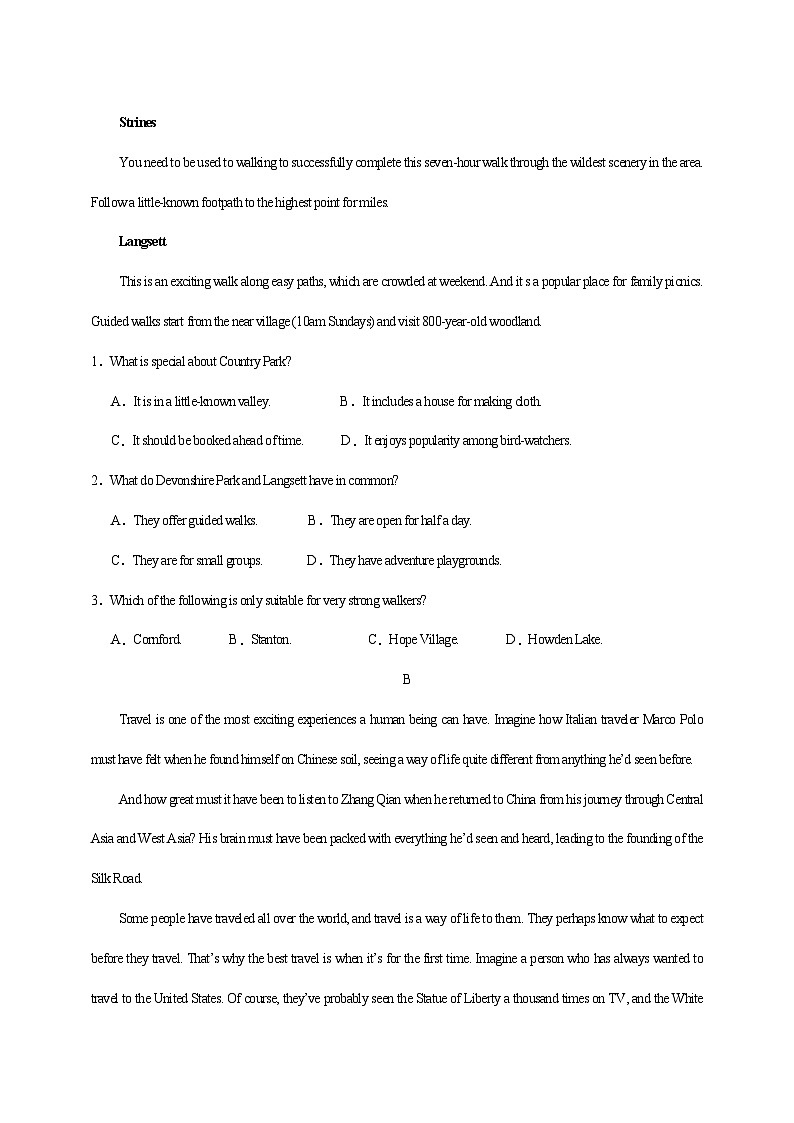 2023-2024学年河南省安阳市龙安高一上学期期中英语质量检测模拟试题（含解析）02