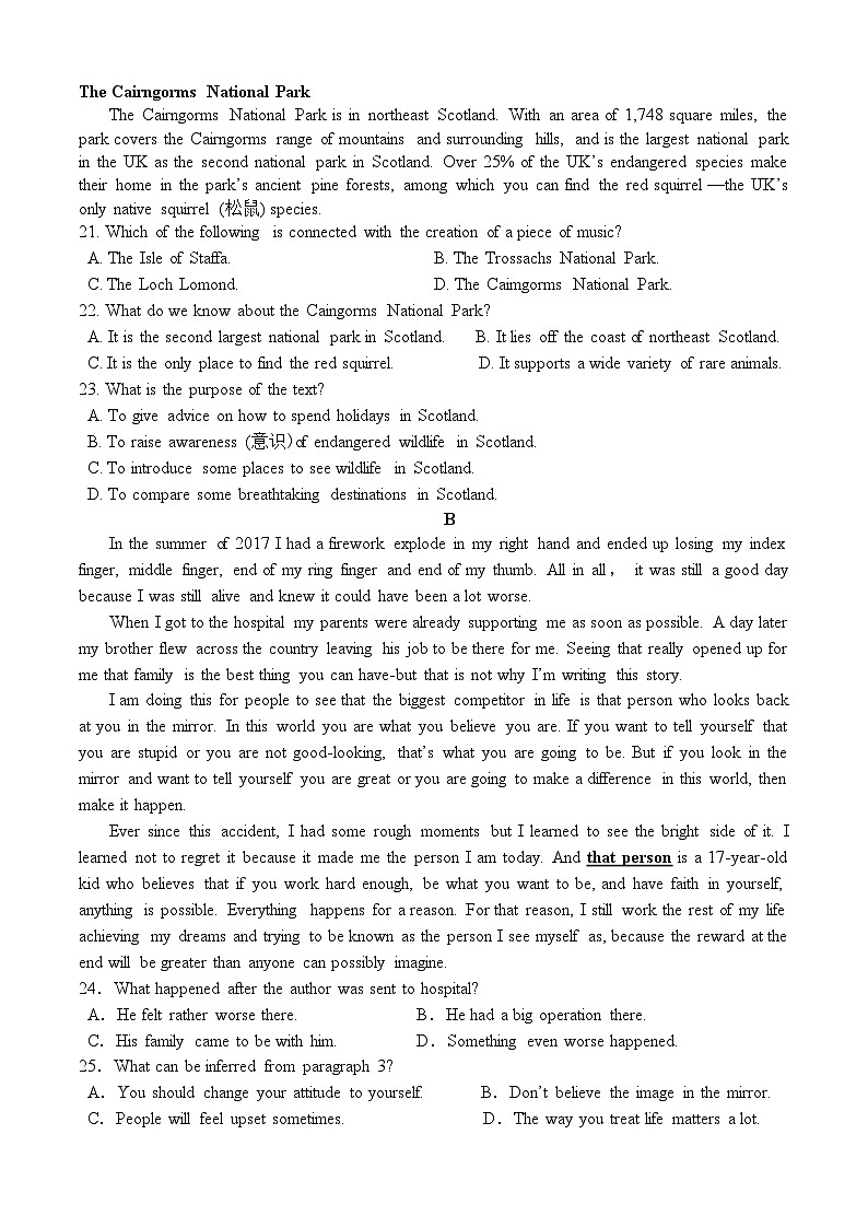 宁夏回族自治区中宁县第一中学2022-2023学年高二上学期10月月考英语试题第3页