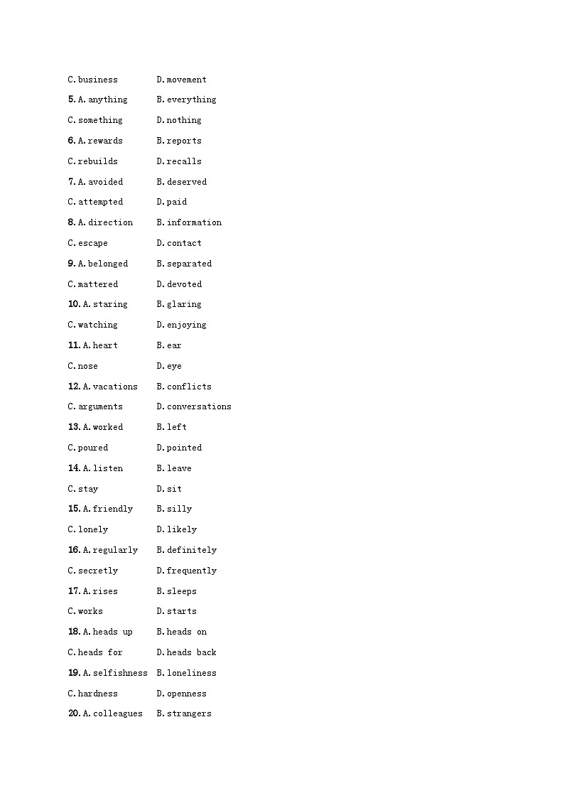 适用于老高考旧教材2024版高考英语二轮复习题组限时满分练10完形填空语篇填空（附解析）第2页