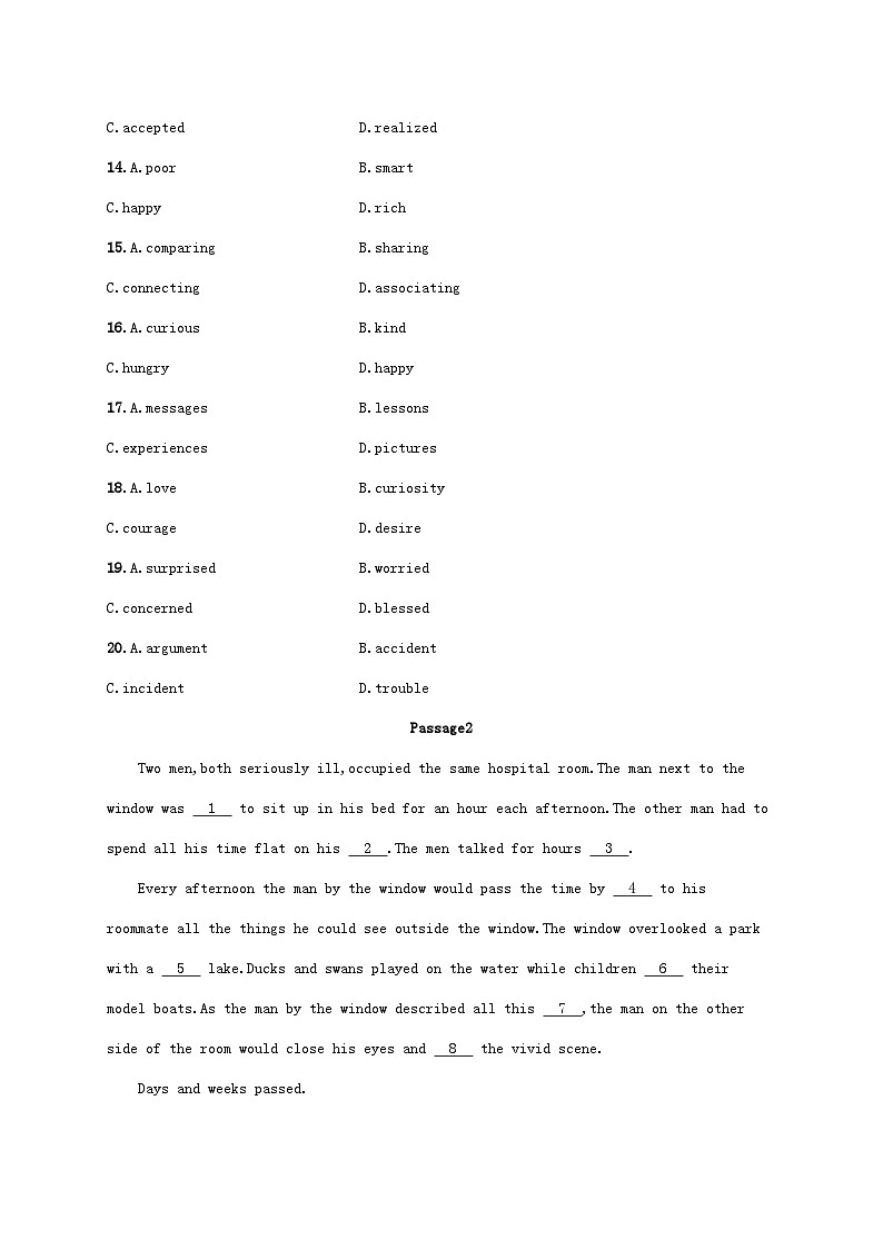 适用于老高考旧教材2024版高考英语二轮复习挑战外刊题组练完形填空3（附解析）第3页