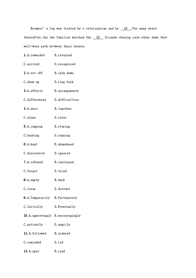 适用于老高考旧教材2024版高考英语二轮复习挑战外刊题组练完形填空2（附解析）第2页