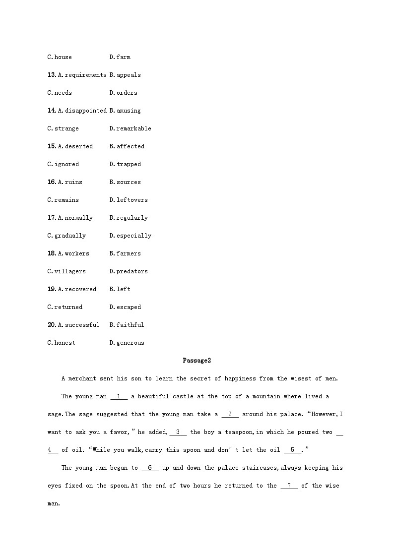 适用于老高考旧教材2024版高考英语二轮复习挑战外刊题组练完形填空2（附解析）第3页