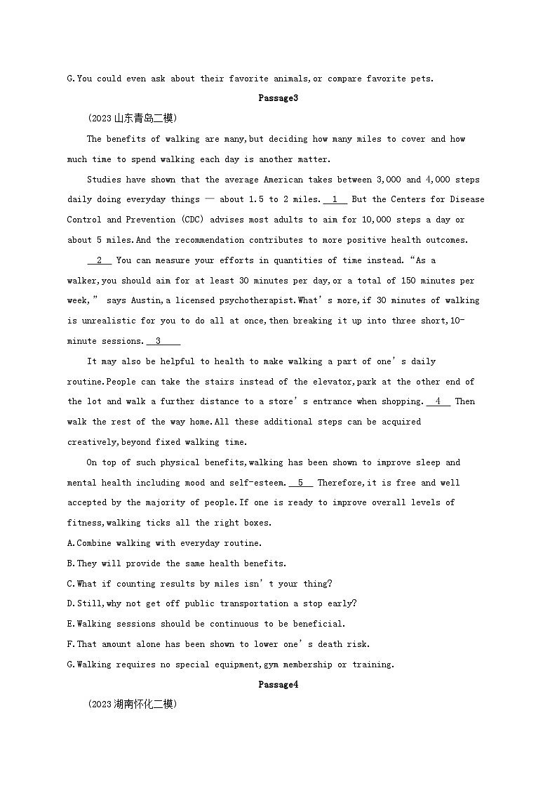 适用于老高考旧教材2024版高考英语二轮复习专项能力提升练七选五考点分类练4逻辑关系类（附解析）第3页