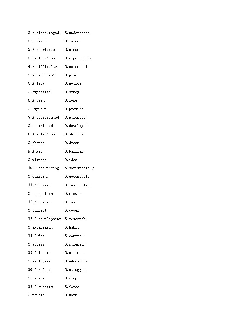 适用于老高考旧教材2024版高考英语二轮复习专项能力提升练完形填空文体分类练4说明文和议论文（附解析）第2页