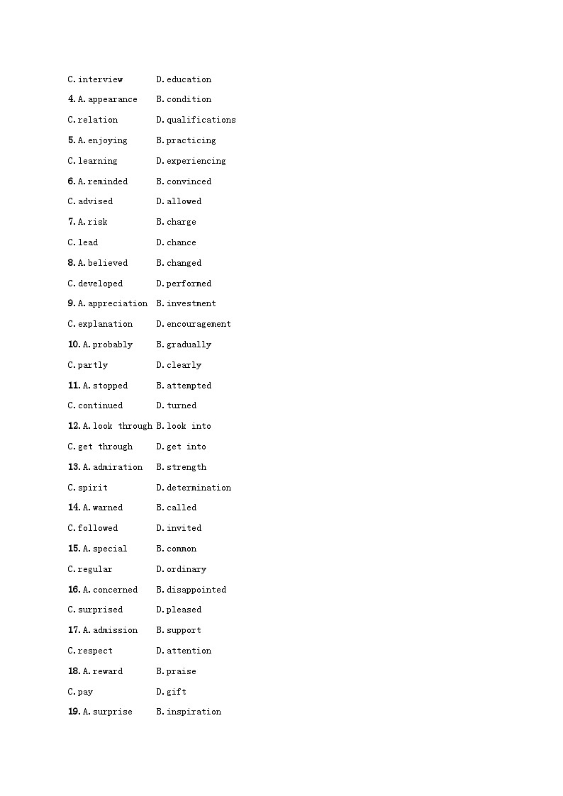 适用于老高考旧教材2024版高考英语二轮复习专项能力提升练完形填空文体分类练2记叙文2（附解析）第2页