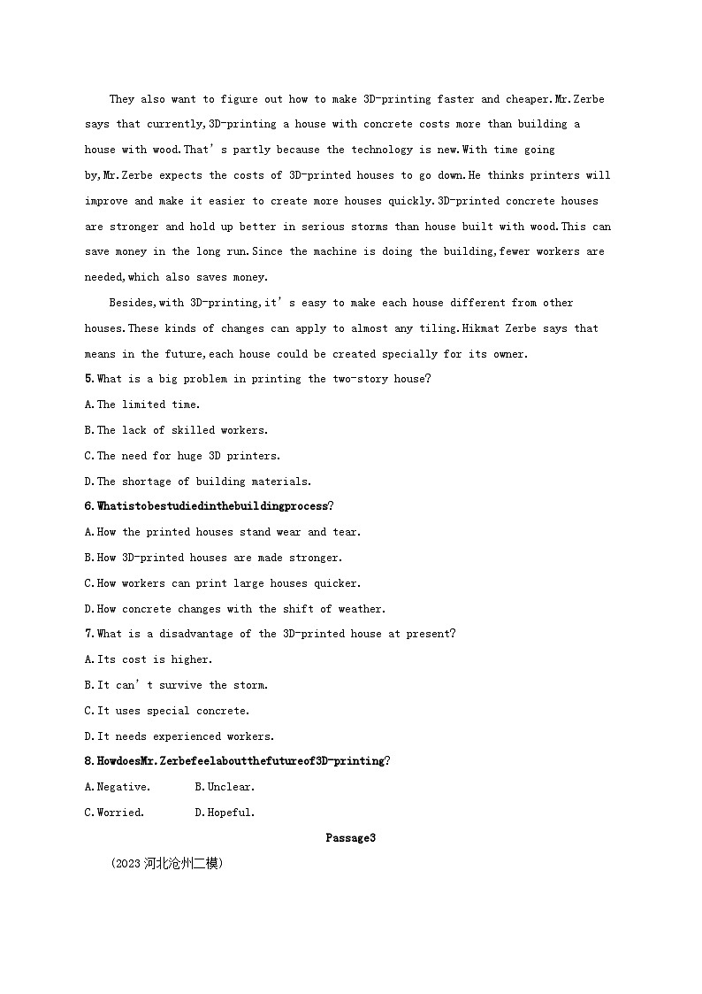 适用于老高考旧教材2024版高考英语二轮复习专项能力提升练阅读理解考点分类练5推理判断题3（附解析）03