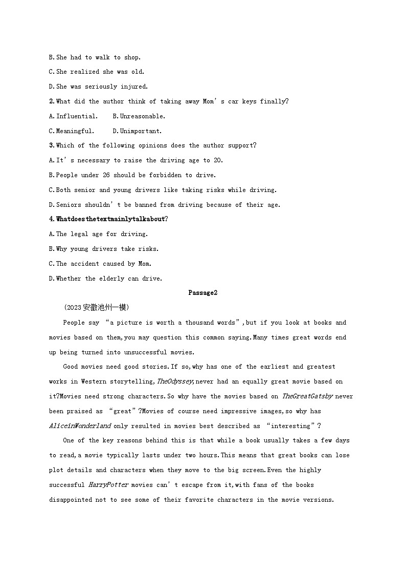 适用于老高考旧教材2024版高考英语二轮复习专项能力提升练阅读理解考点分类练10主旨大意题1（附解析）02