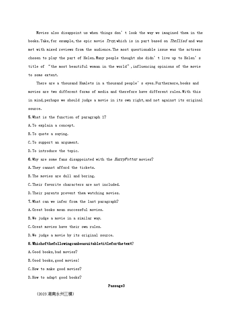 适用于老高考旧教材2024版高考英语二轮复习专项能力提升练阅读理解考点分类练10主旨大意题1（附解析）03