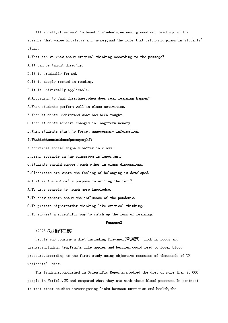 适用于老高考旧教材2024版高考英语二轮复习专项能力提升练阅读理解考点分类练12主旨大意题3（附解析）02