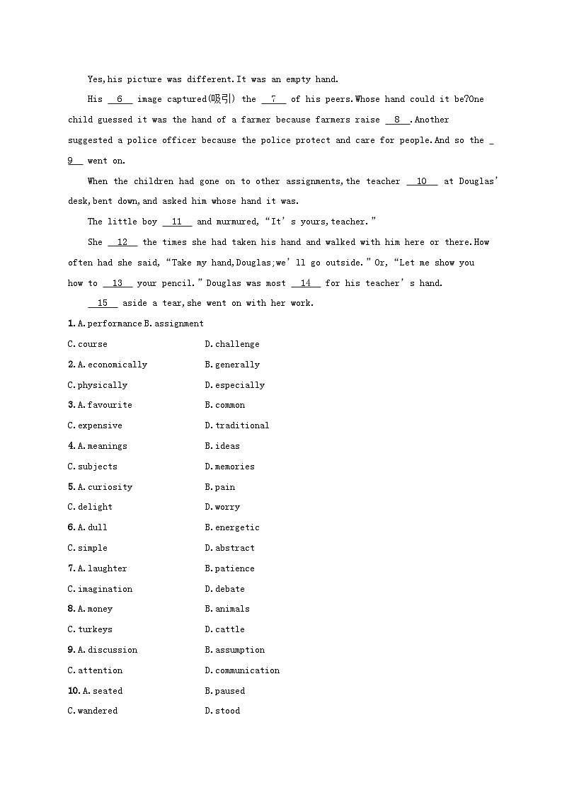 适用于新高考新教材2024版高考英语二轮复习挑战外刊题组练完形填空1（附解析）第3页