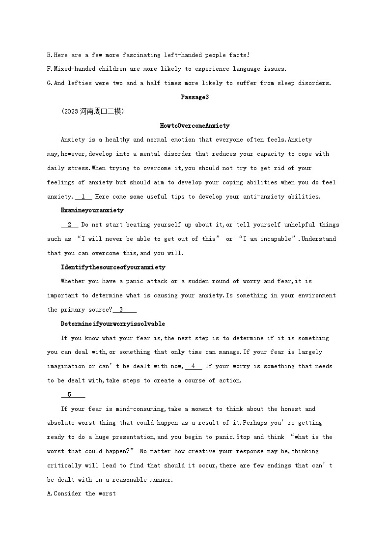 适用于新高考新教材2024版高考英语二轮复习专项能力提升练七选五考点分类练1小标题类（附解析）第3页