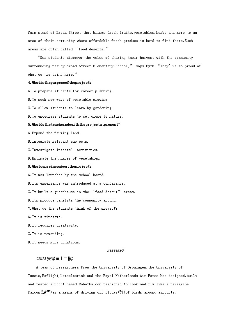 适用于新高考新教材2024版高考英语二轮复习专项能力提升练阅读理解考点分类练1细节理解题1（附解析）第3页