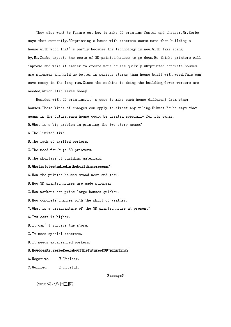 适用于新高考新教材2024版高考英语二轮复习专项能力提升练阅读理解考点分类练5推理判断题3（附解析）第3页