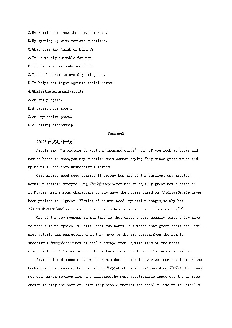 适用于新高考新教材2024版高考英语二轮复习专项能力提升练阅读理解考点分类练10主旨大意题1（附解析）02