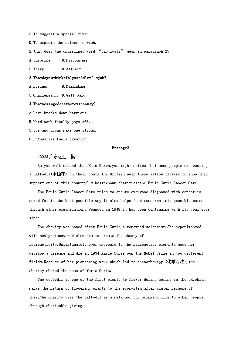 适用于新高考新教材2024版高考英语二轮复习专项能力提升练阅读理解考点分类练4推理判断题2（附解析）02