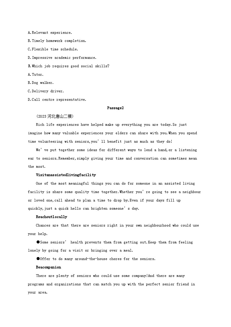 适用于新高考新教材2024版高考英语二轮复习专项能力提升练阅读理解文体分类练1应用文（附解析）第2页