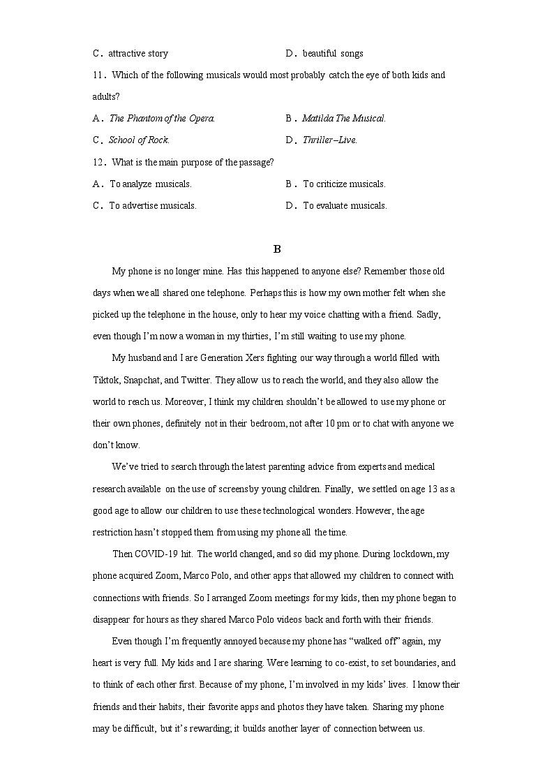 2021-2022学年福建省厦门第六中学高二上学期期中考试英语试题（含解析）第3页