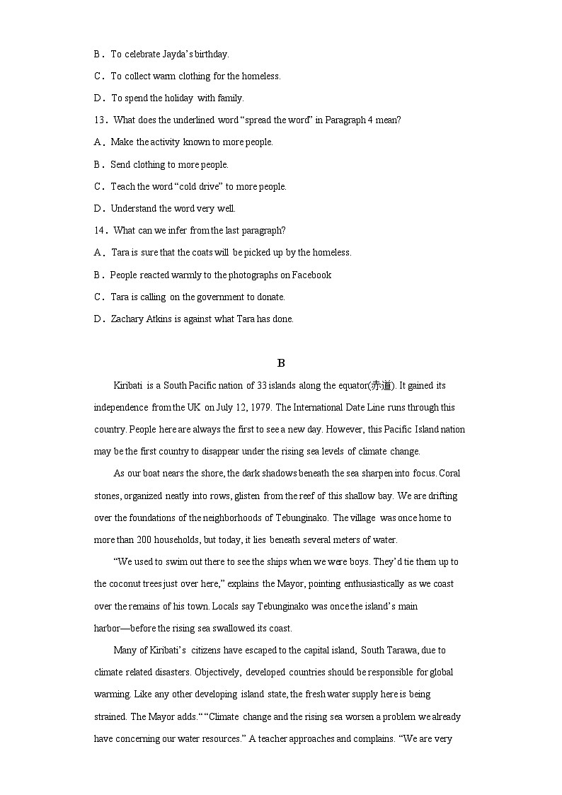 福建省福州第三中学2020-2021学年高一上学期期中考试英语试卷（含答案）第3页