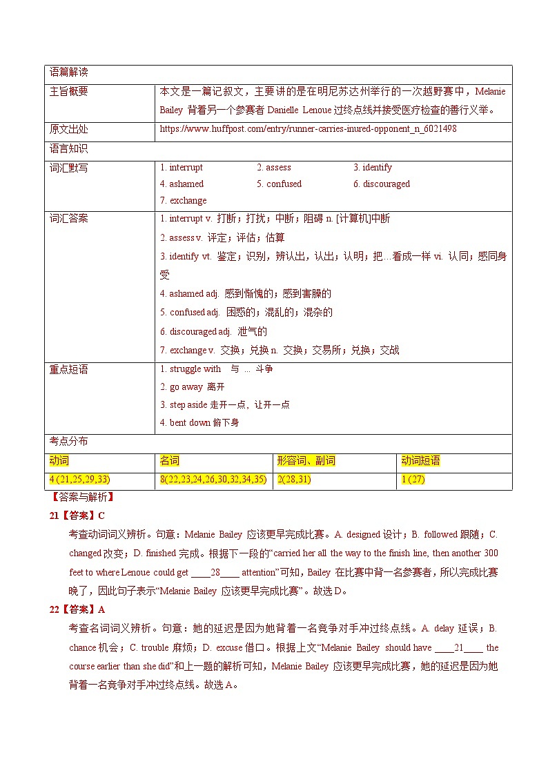 专题06 完形填空（记叙文+说明文）-2023年高考英语真题题源解密（新高考卷）（解析版）第2页