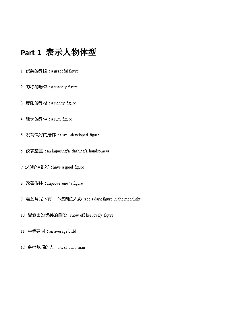 高中考试英语——读后续写背诵素材：人物描写（外貌与个性）02