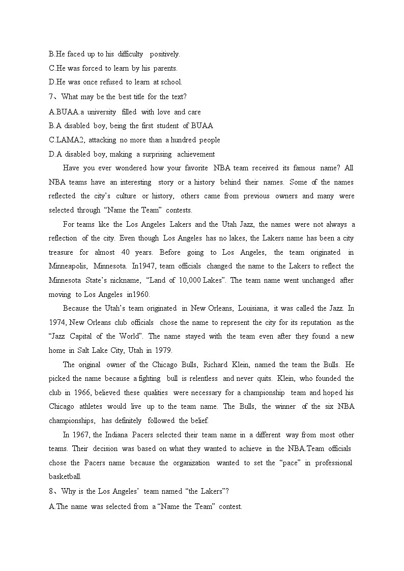 宁夏石嘴山市平罗中学2023-2024学年高一上学期期中考试英语试卷(含答案)03