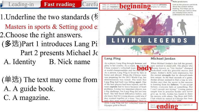 Unit 3Sports and Fitness Reading and Thinking 课件06