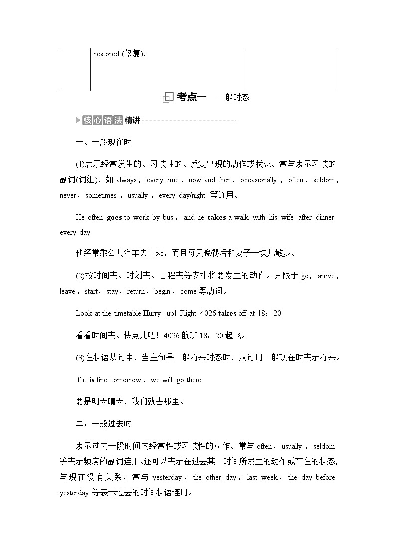 人教版高考英语一轮复习3第1讲谓语动词课时学案02